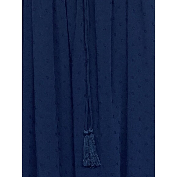 New Carole Christian Navy Lined Maxi Dress Spaghetti Strap Embroidered Dot Small - Picture 2 of 6